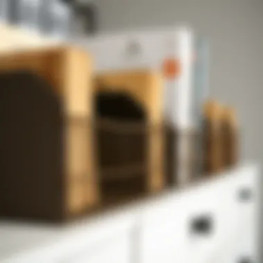 Functional Document Rack Materials Close-up of a functional document rack with various materials