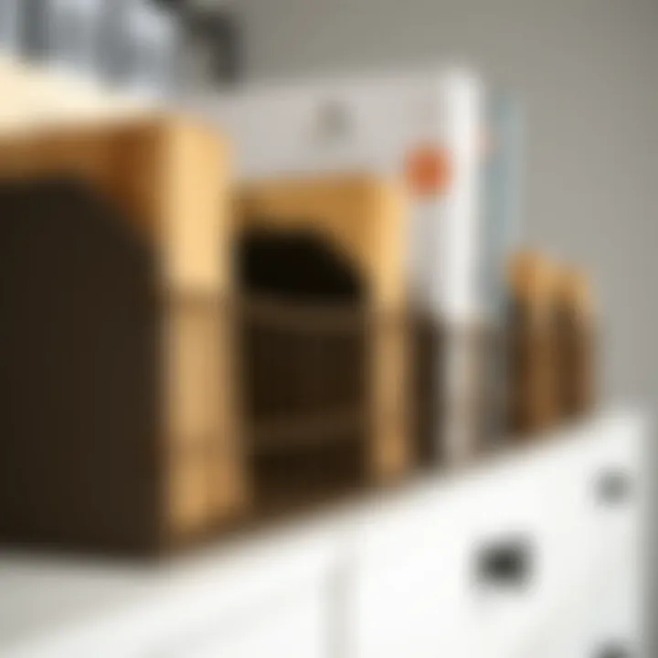 Functional Document Rack Materials Close-up of a functional document rack with various materials