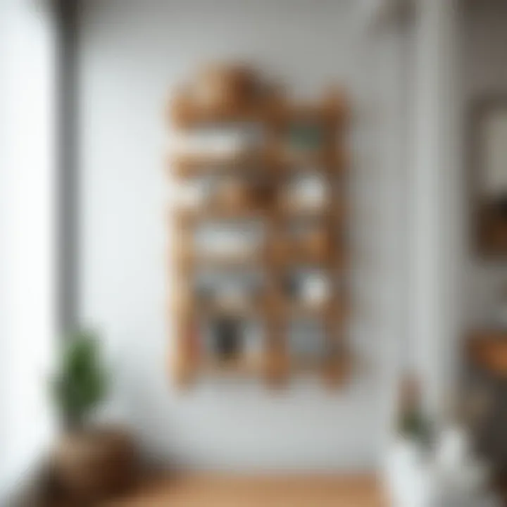 Functional wooden wall rack with ample storage for everyday items