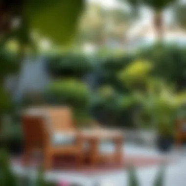 Elegant Wooden Garden Furniture Elegant wooden garden furniture set in a lush garden