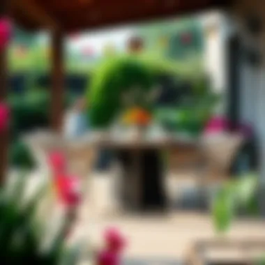 Stylish Garden Dining Table Set Stylish garden dining table set in a vibrant outdoor setting