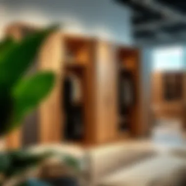 A diverse range of wardrobe styles in a showroom