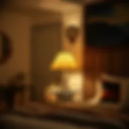 Elegant bedside lamp in a cozy bedroom setting