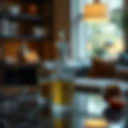 Elegant glass oil dispenser showcasing intricate design.