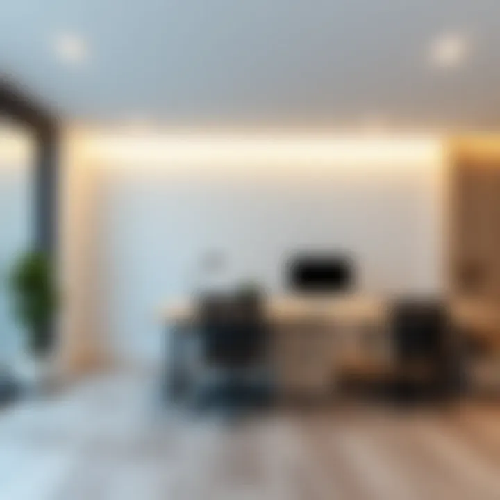 Sophisticated Recessed Lighting in Workspaces Minimalist workspace with sophisticated recessed fixtures