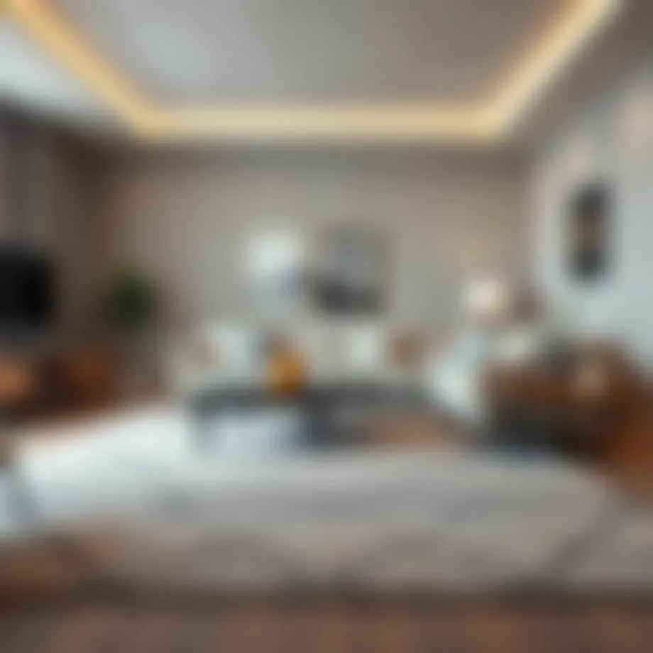 Elegant grey rug enhancing a modern living room