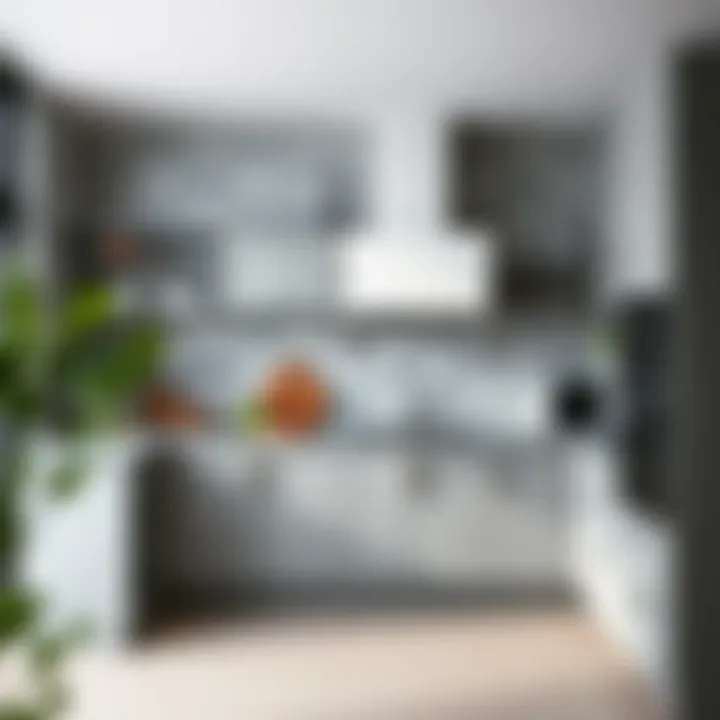 Contemporary Kitchen with Gray Tiles Stylish gray tiles installed in a contemporary kitchen setting