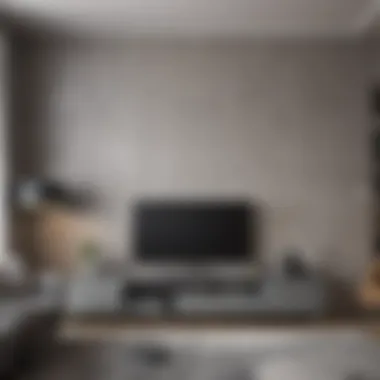Functional grey TV unit arrangement in a cozy living area