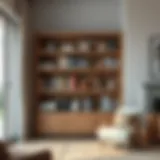 Rustic wooden bookshelf showcasing natural grains