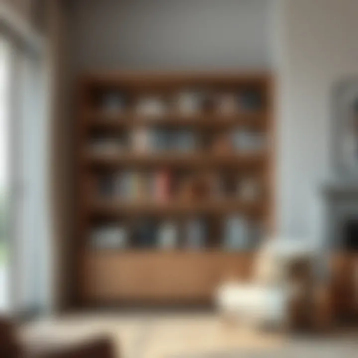 Rustic wooden bookshelf showcasing natural grains