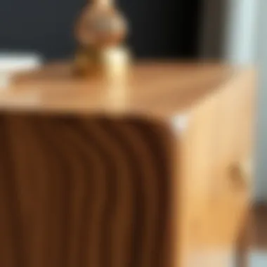 Intricate Wood Grain Details Close-up of the wood grain texture on a handcrafted side table