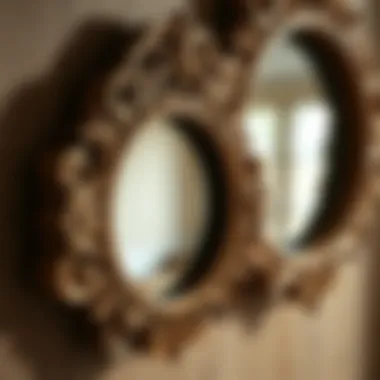 Craftsmanship of Wooden Mirrors Close-up of the intricate details in wooden mirror craftsmanship