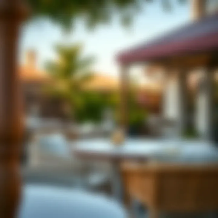 Cozy Outdoor Dining Setup A cozy outdoor dining setup featuring stylish furniture