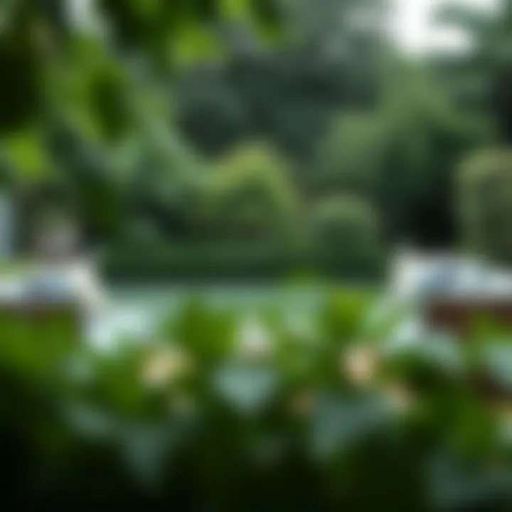 Modern Garden Furniture in Nature Lush greenery surrounding modern garden furniture in a tranquil atmosphere