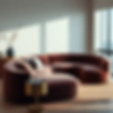 Contemporary Velvet Sectional Stylish velvet sectional sofa in a contemporary setting