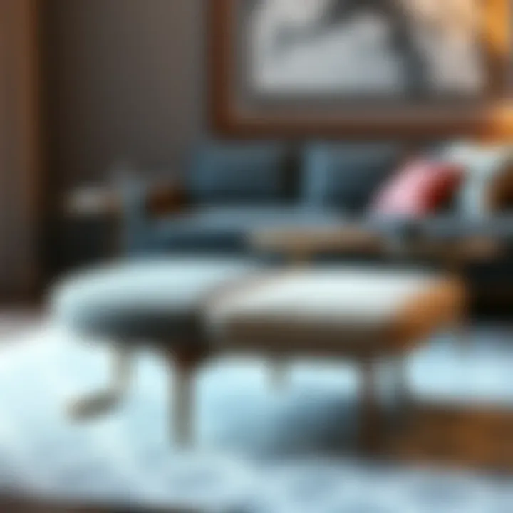 Elegant Footrest Design Elegant footrest design complementing a sofa