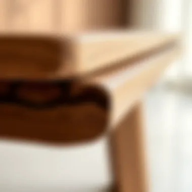 Close-up of materials used for Koçtaş table legs