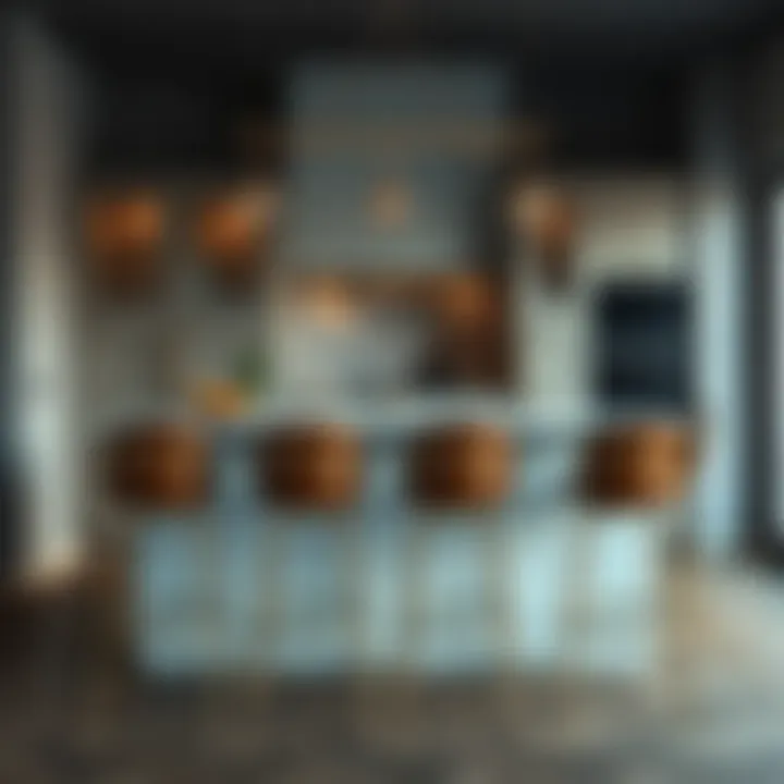 Chic Kitchen Island with Koçtaş Bar Stools Koçtaş bar stools arranged around a chic kitchen island