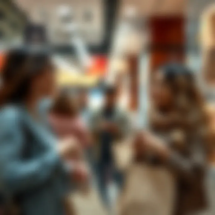 Delighted Shoppers Satisfied customers exploring their shopping options