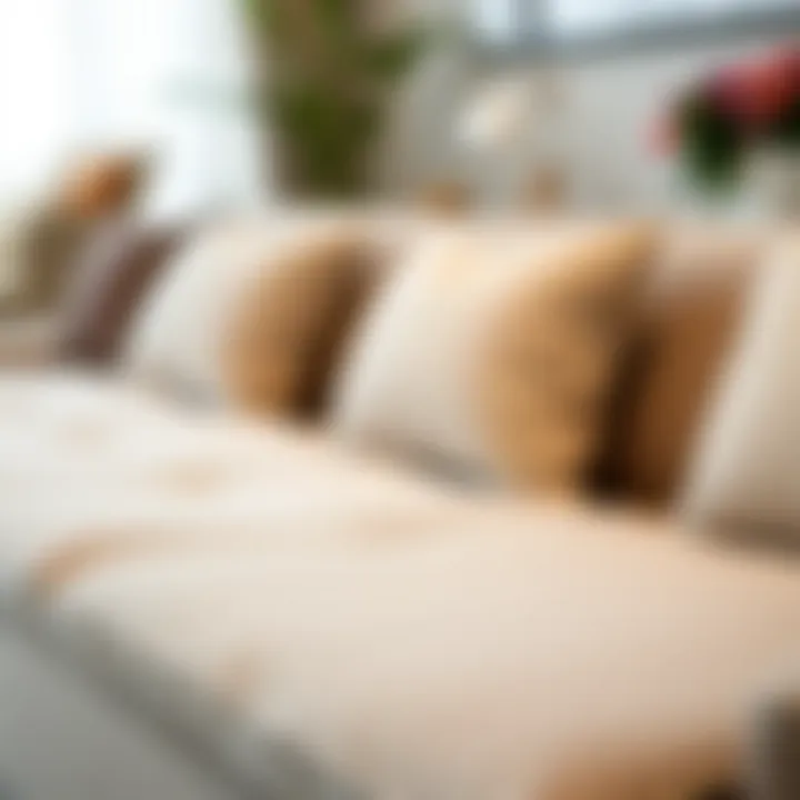 Close-up of a multifunctional sofa bed with elegant upholstery