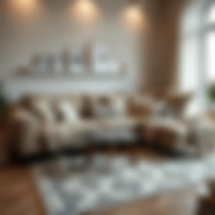 Cozy corner sofa with chic cushions and throw blankets