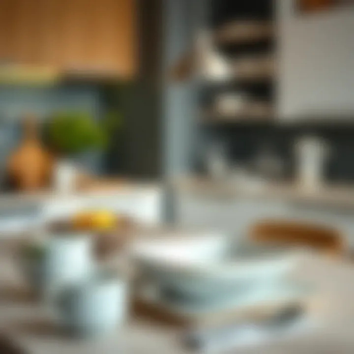 Kütahya Dinnerware in Modern Kitchen Stylish Kütahya square dinnerware in a modern kitchen setting