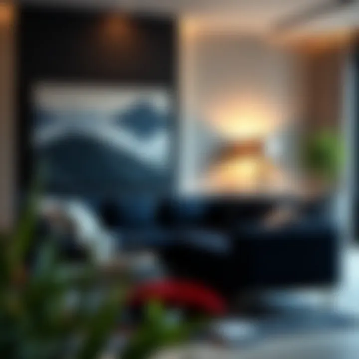 Stylish Navy Corner Sofa in Modern Decor Elegant navy corner sofa in a modern living room setting