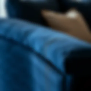 Upholstery Details of Navy Corner Sofa Close-up of navy corner sofa upholstery details