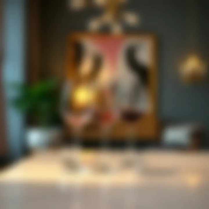 Stylish Interior with Lav Wine Glasses Stylish interior featuring lav wine glasses