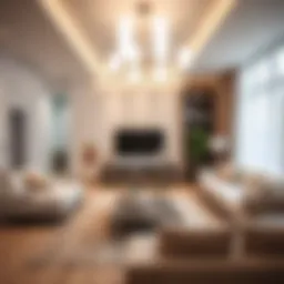 Modern living room illuminated by LED white bulbs