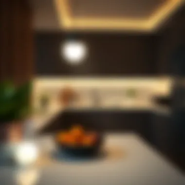 Stylish Kitchen with LED Task Lighting Stylish kitchen featuring LED white bulbs for task lighting