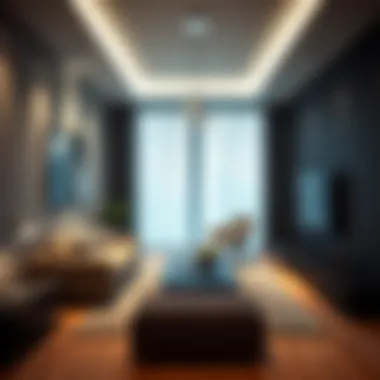 Interior space brightly lit with LED lighting