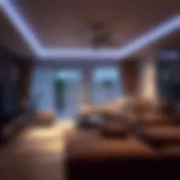 Elegant LED spot light illuminating a modern living room