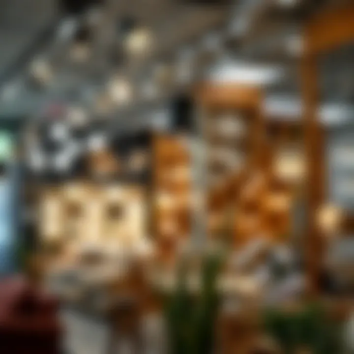 Diverse range of LED spot lights displayed in a showroom