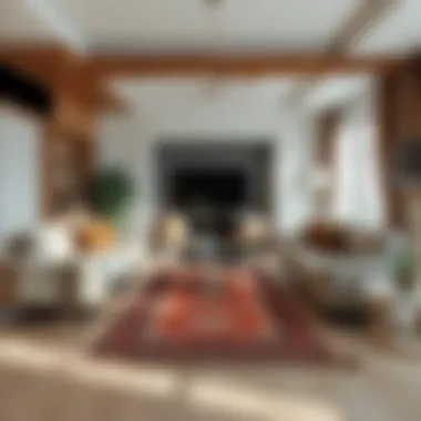 Stylish Living Room with Double-Sided Runner A stylish living room featuring a double-sided carpet runner as a centerpiece.