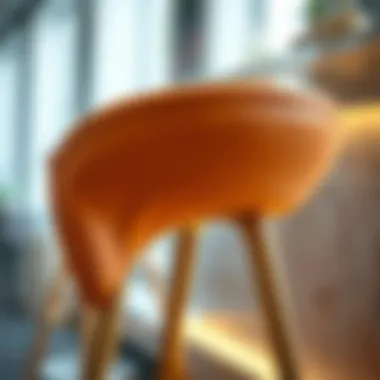 Close-up of Luxurious Bar Stool Close-up of a luxurious bar stool showcasing its material and design