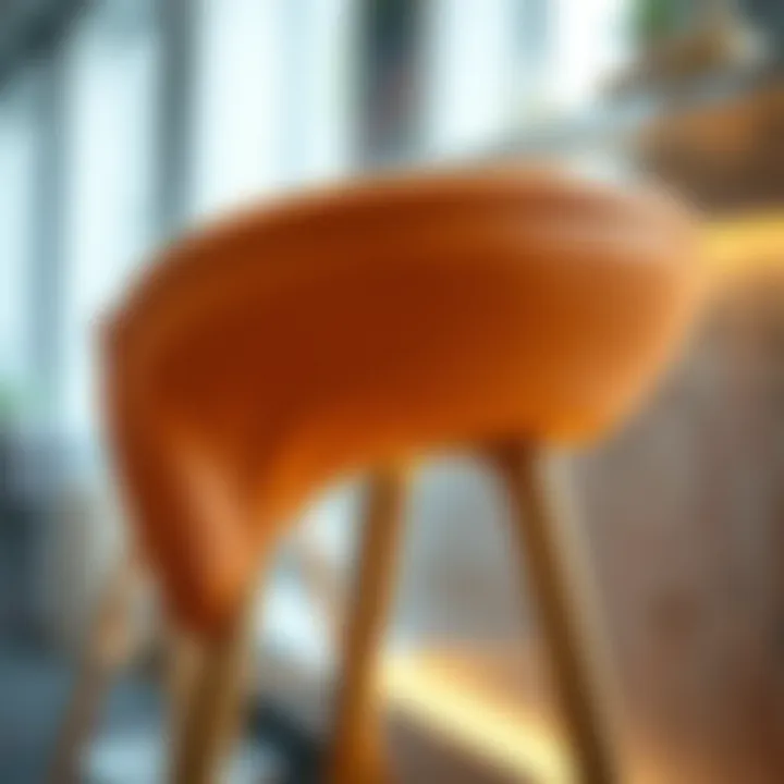 Close-up of Luxurious Bar Stool Close-up of a luxurious bar stool showcasing its material and design