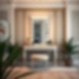 Elegant makeup vanity setup showcasing optimal dimensions.