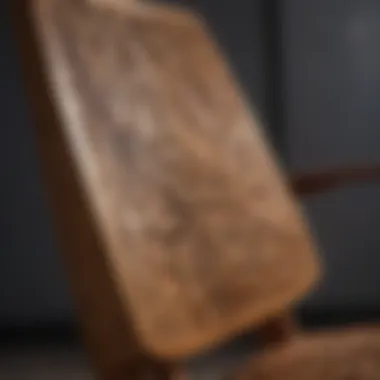 Close-up of the grain pattern on a handcrafted wooden chair