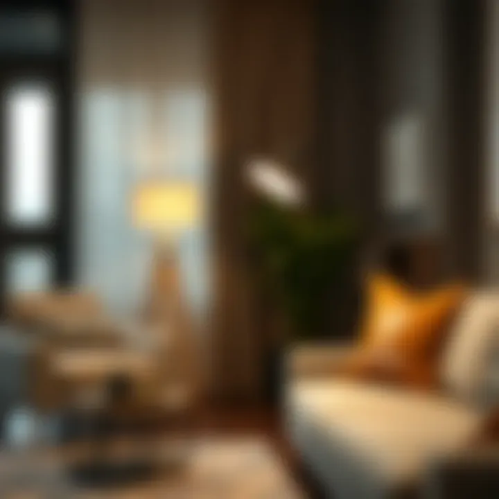 Modern adjustable lamp in a stylish living room setting