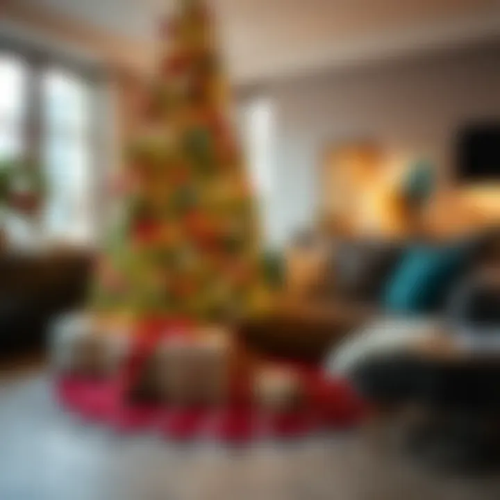 Blending Tradition with Contemporary Style Stylish Christmas tree skirt complementing modern interior decor