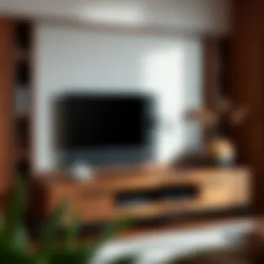 Luxurious wooden TV unit with elegant decor