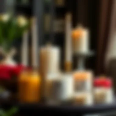 Different types of candles displayed for selection