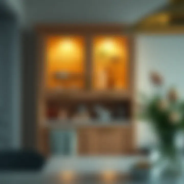 Chic Glass-Front Pantry Cabinet Chic glass-front pantry cabinet enhancing kitchen aesthetics