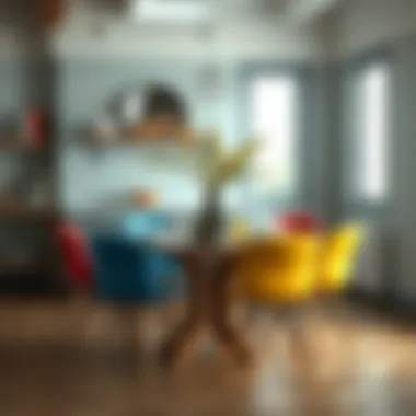 Chic Round Kitchen Table Chic round kitchen table with colorful chairs