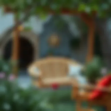 Charming Outdoor Swing Natural wood swing set up in a cozy garden