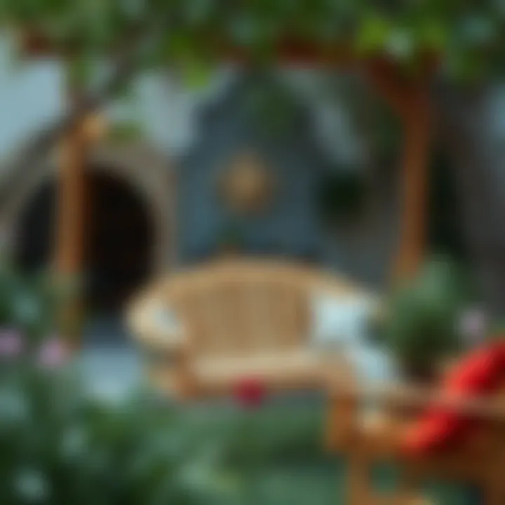 Charming Outdoor Swing Natural wood swing set up in a cozy garden