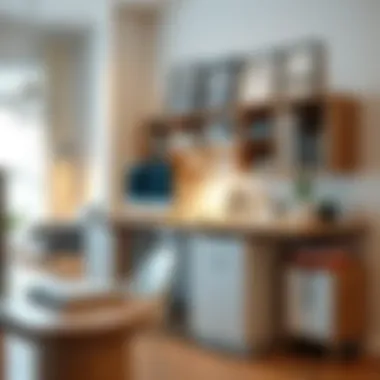 Neat Workspace with Efficient Storage Neat workspace featuring an efficient document storage solution