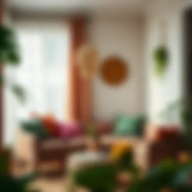 Inviting Atmosphere: Cozy Seating Area Cozy seating area with vibrant cushions