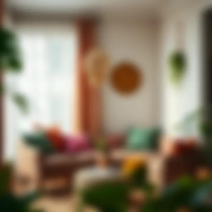 Inviting Atmosphere: Cozy Seating Area Cozy seating area with vibrant cushions